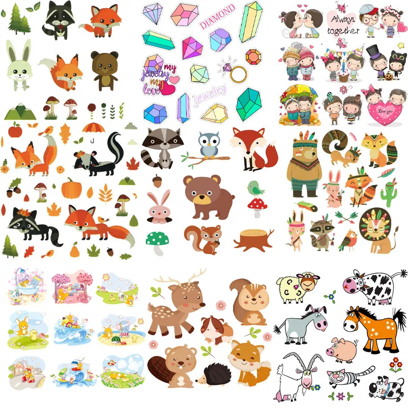 Parche de Animal de dibujos animados para ropa, parches termoadhesivos con letras para ropa, adhesivo textil con transferencia de calor, gato, búho