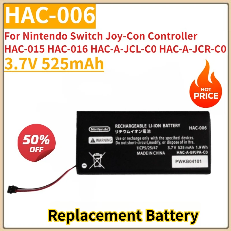 

Battery 3.7V 525mAh HAC-006 for Nintendo Switch Joy-Con Controller HAC-015 HAC-016 HAC-A-JCL-C0 HAC-A-JCR-C0 New High Quality