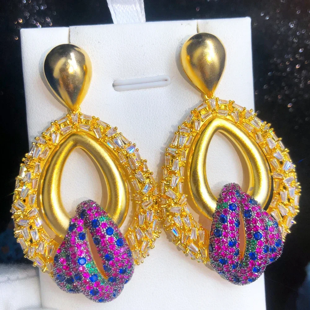 

Soramoore Luxury Gorgeous Big Dangle Earrings Shiny Cubic Zircon Drop Earring For Bridal Wedding Party Jewelry High Quality