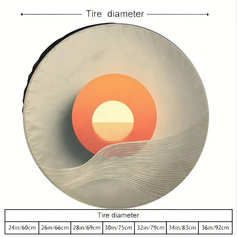 Polyester Fiber Spare Tire Cover With A Gradient Orange Circular Pattern Decoration, Featuring A Modern Minimalist Style, Suitab
