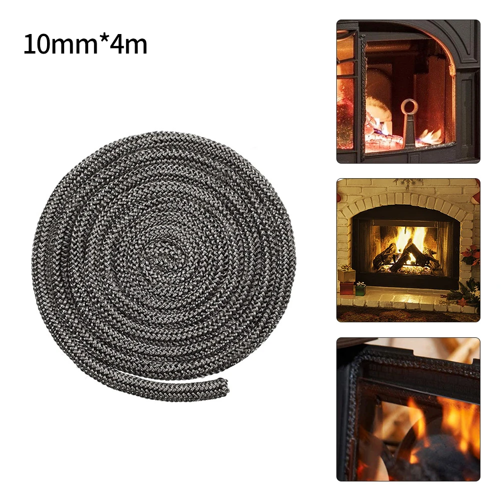 Fiberglass Rope Seal 10mm X 4m Black Fiberglass Sealing Performance Soft And Wood Burning Stove Doors Chimneys