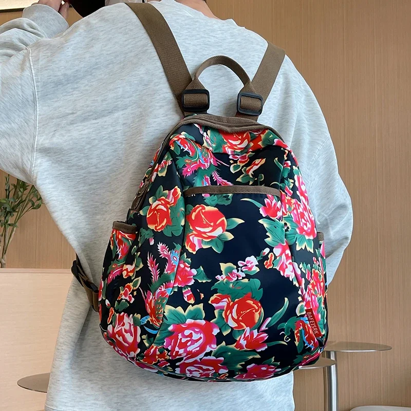 2025 Fashion Trend Backpack with Northeast China Big Flower Pattern Leisure Commuter Bag Ethnic Style Сумка Женская  가방