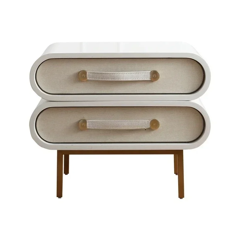NNModern Minimalist Double Drawer Rotatable Bedside Table