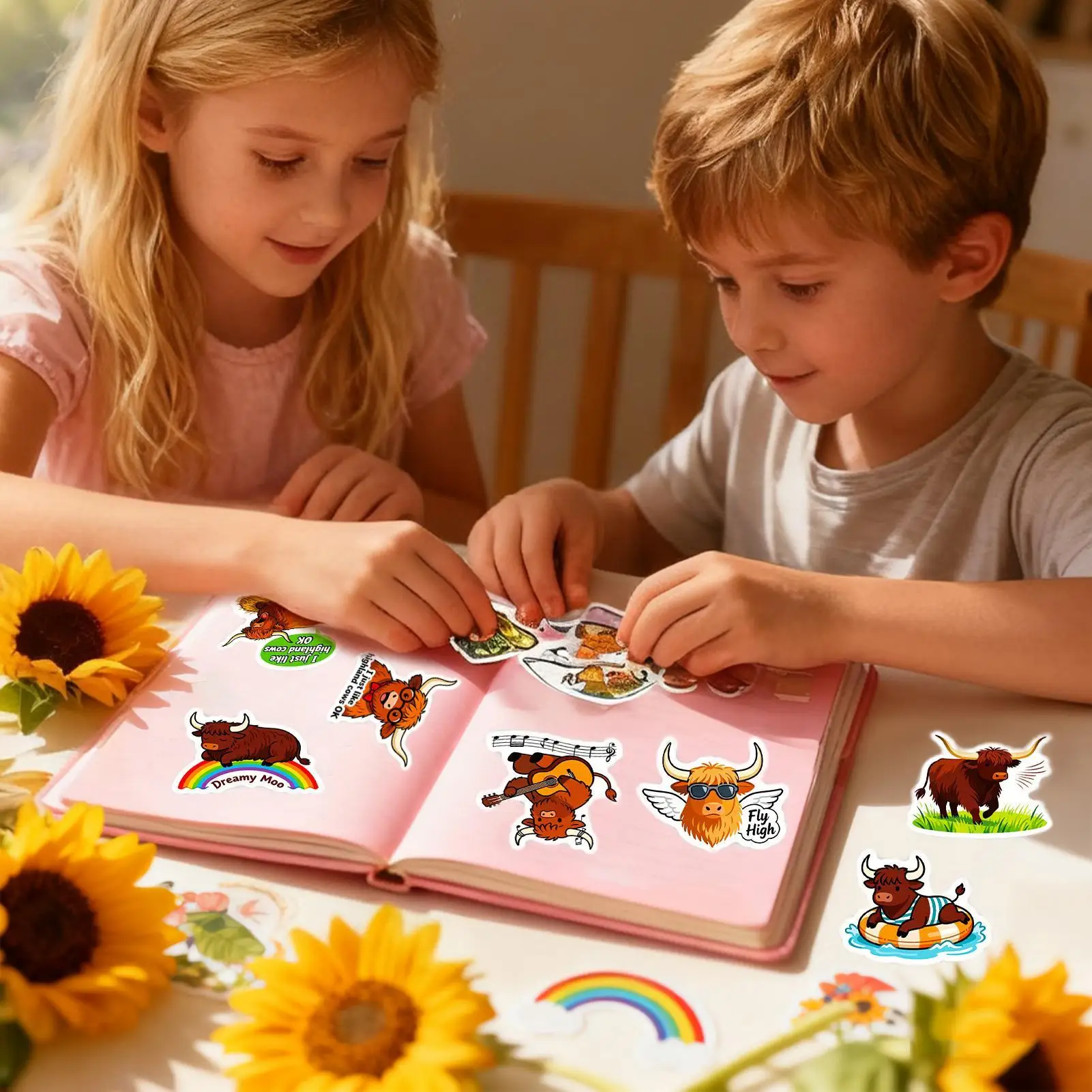 بقرة طباعة ملصقات 56 قطعة مقاوم للماء لطيف الديكور الشارات ملصقات الحيوان للأطفال حفلة الكبار سكرابوكينغ عيد الميلاد #2