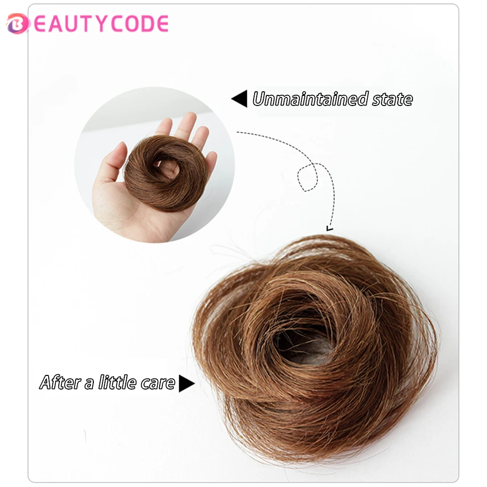 BEAUTYCODE-Hairpieces sintéticos retos elásticos para mulheres, envoltório Scrunchie para coque de cabelo, donut, acessórios Chignon para senhoras