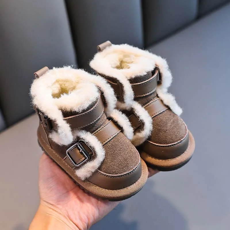 New Winter Children Snow Boots Thick Plush Warm Girls Boys Boots Non-Slip Fashion Toddler Baby Shoes