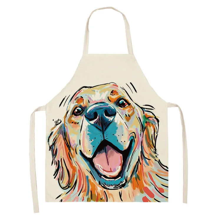 Kitchen household apron Nordic polyester Explosive dog animal series Polyester apron adult overalls Polyester material apron