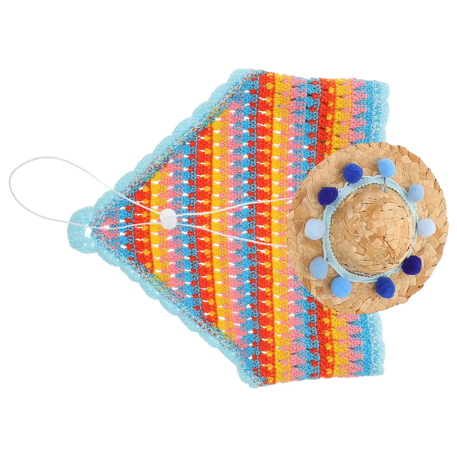 

1 set Pet Straw Hat Triangle Bandana Set Dog Woven Cap For Small Pets Sun Protection Party Cosplay Photo Prop Pet Supply