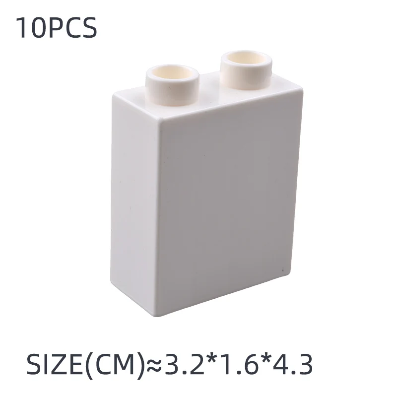 10Pcs 1*2 Dots Big Size Colorful Building Blocks Large High Bricks Educational Creative Kid Toys Compatible