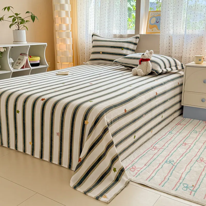 1pc Velvet Bedsheet Simple Style Flat Sheets Skin-friendly Bed Linen Home Winter Sheets sábanas para cama (No Pillowcase)