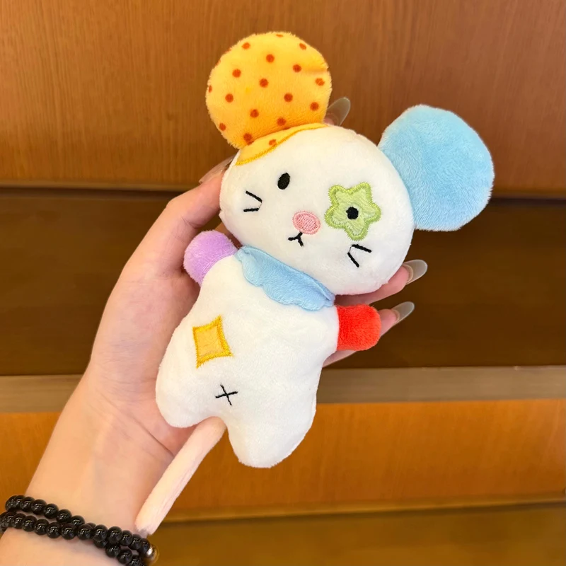 Cute Colorful Clown Mouse Plush Keychain Kawaii Star Embroidery Mini Rat Stuffed Doll Bag Pendant Backpack Charm Gift