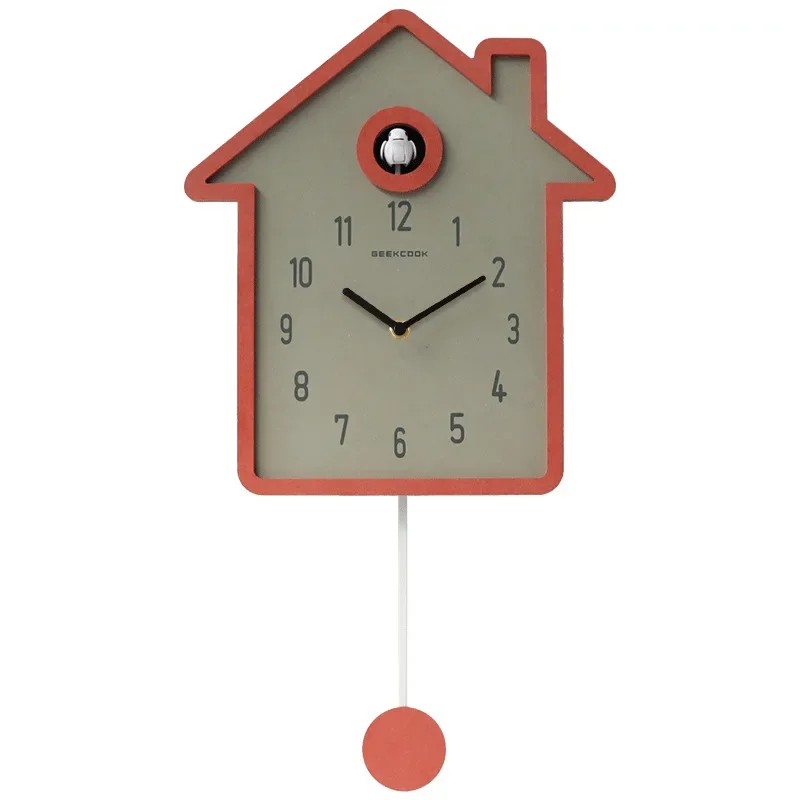 Minimally Designed Nordic Cuckoo Clock with New Colorful Cuckoo Chime and Time Chime Swinging Wall Clock