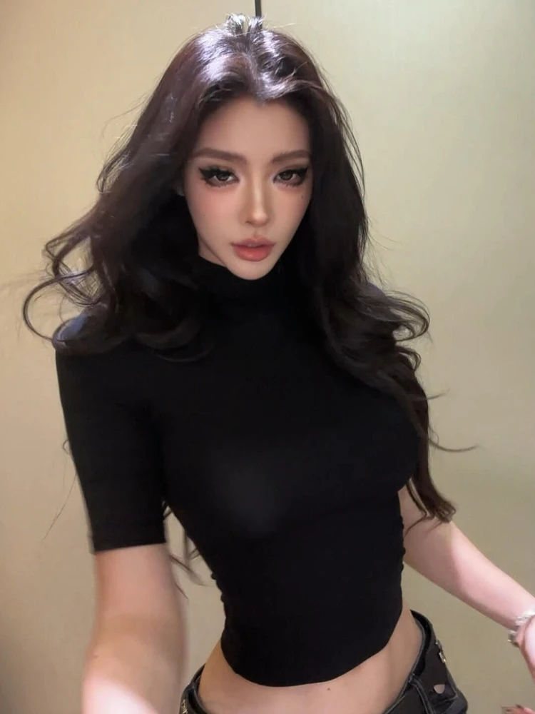 Camiseta Bla Modal Slim Fit para Mujer, Cómoda, Transpirable, Básica, Cuello Redondo, Estilo Coreano, Cinco Cuartos...