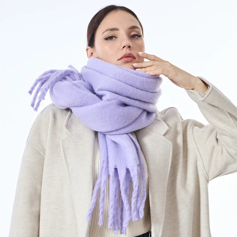 Skin-friendly Soft Scarf Solid-coloured Simple Fashion Warm Scarves Autumn and Winter Versatile Multicoloured Thickened Shawl