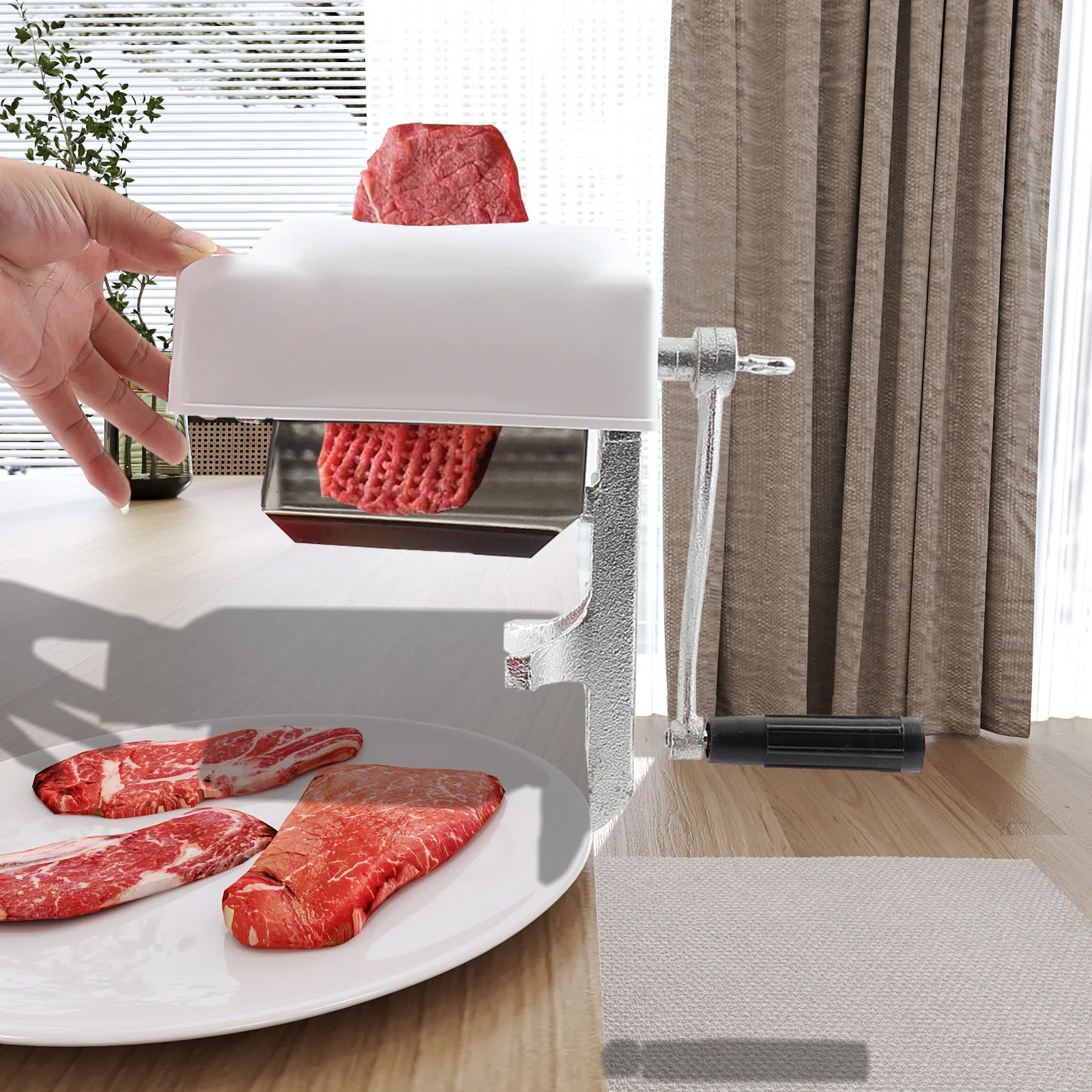 Manual Meat Tenderizer Pork Beaf Steak Mallet Hammer Pounder Heavy Duty Clamp Roller Machine Slicing Shredder Kitchen Cook Tool