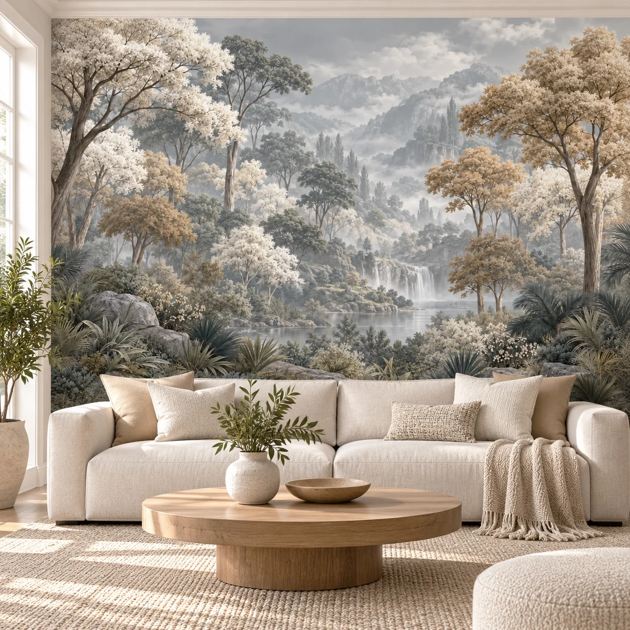 Natural Landscape Wallpaper Mural Forest Mountain Waterfall Wall Decoration Living Room Bedroom Non Self Adhesive Custom Size