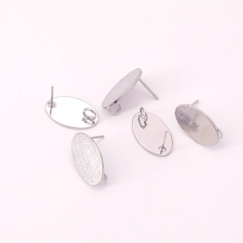 5pair 925 Sterling Silver Plated Oval Shape Geometric Design Earrings Post Linker Connectors DIY Jewelry Accessories