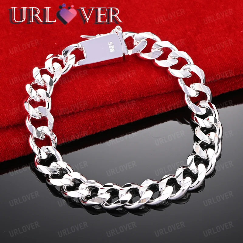 

10mm Cuban Chain 925 Sterling Silver Bracelets For Men Women Party Wedding Accessories Fashion Trend Jewelry Birthday Gift