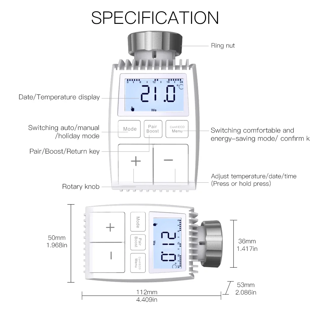 Moes Tuya ZigBee3.0 Radiator Actuator Valve Smart Thermostat Temperature Controller External Sensor TRV Voice Control Alexa