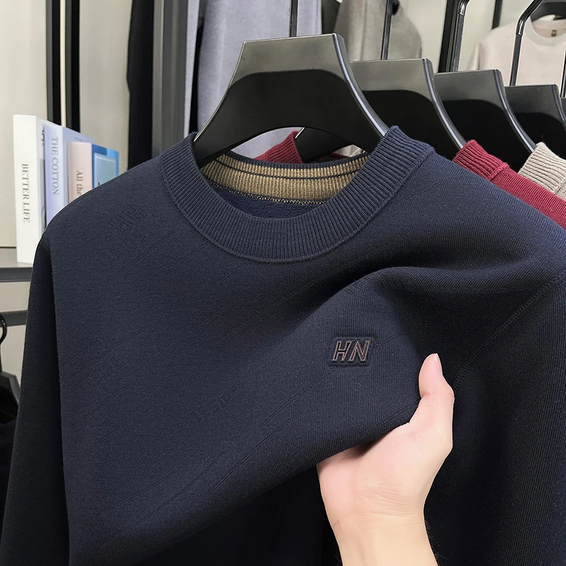 رجل جودة عالية طويلة الأكمام تريكو الصوف مبطن سميكة الخريف الشتاء الساخن الكورية نمط هود سترة موضة ملابس رجالية دافئة #4