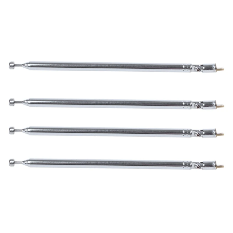 4X Metal Part 7 Telescopic AM, FM Radio Antenna Length 75 Cm Long Silver