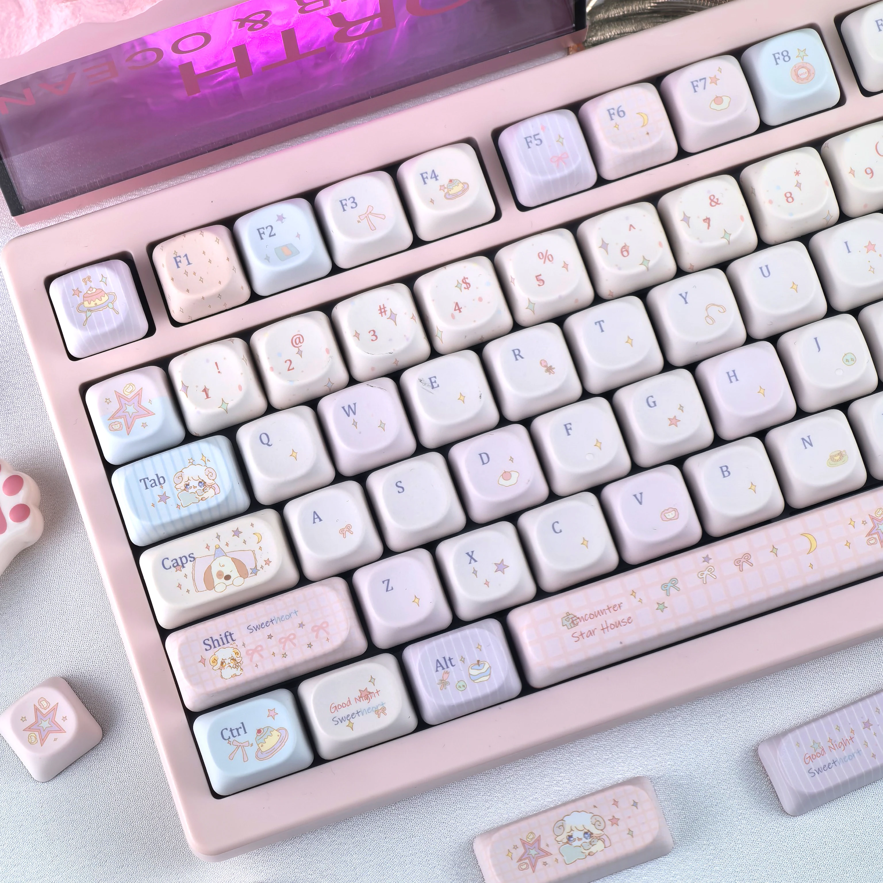 MAIMOOO MOA Keycaps Korean Russian Pink Sheep Cherry Pbt Customizable Cartoon Iso Keyboard Keycaps For Aula Ajazz Dareu
