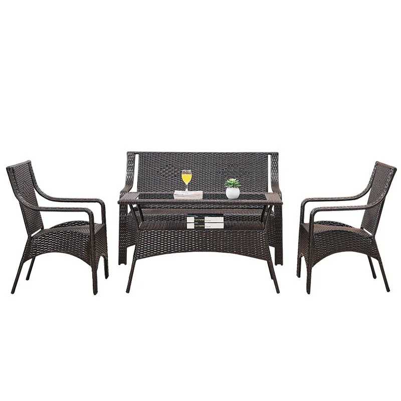 

Outdoor furniture rattan sofa balcony living room Nordic waterproof sofa coffee table open-air villa leisure rattan chair combin