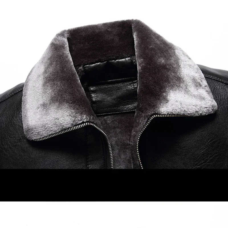 Big Size Sheepskin Leather Men Middle-aged Winter 2024 New Sheepskin Real Leather Jacket Men Plus Fleece Thickened Fur Coat Men