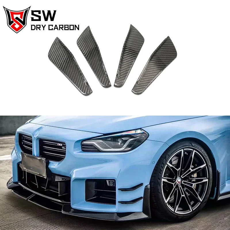 Dry Carbon Fiber T-AKD Style Front Bumper Air Knife for BMW G87 M2 2021-IN Carbon Fiber Front Splitter Spoiler Blade