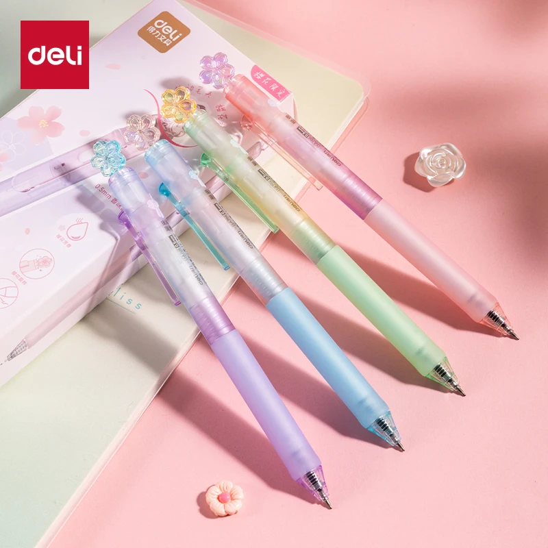 

Deli 4/8pcs Black Ink Cherry blossom-scented Cute Gel Pen Signing Pen Office Supplies Stationery Gift School Student Supplies