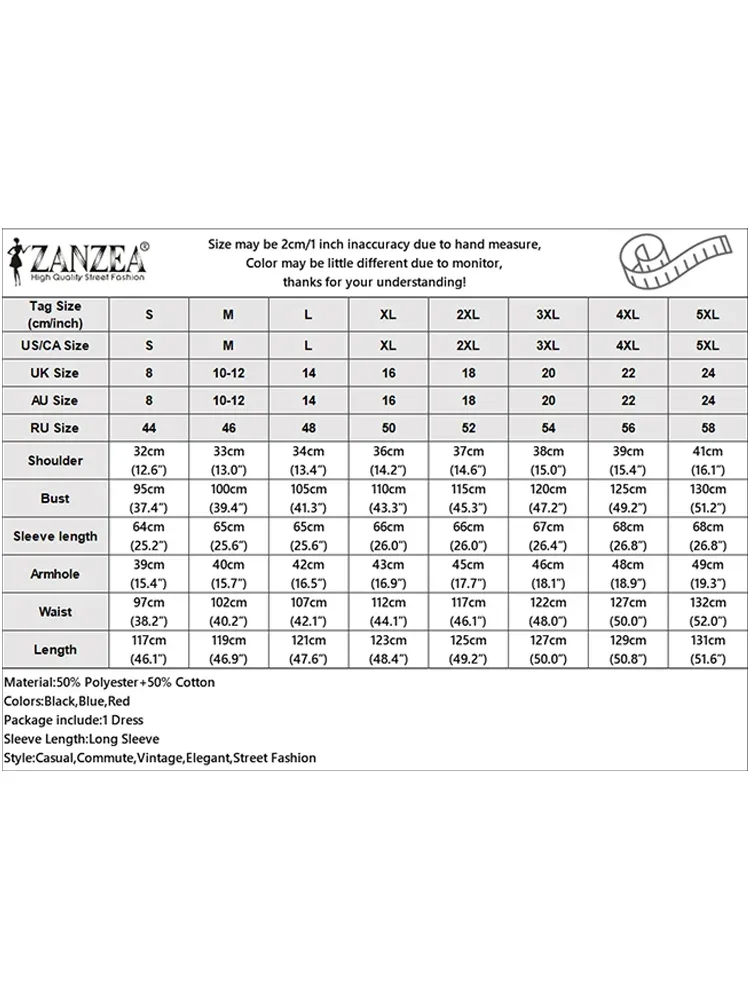ZANZEA 2026 فستان مخطط للخريف والربيع موضة النساء التلبيب الرقبة طويلة الأكمام مكتب فستان الشمس أزرار أسفل Vestidos ميدي رداء