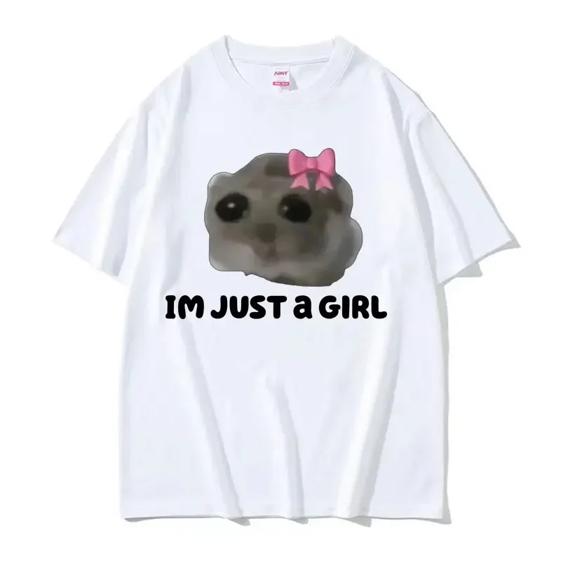 Funny Trendy Cute Kawaii Sad Hamster Meme T Shirt Men Women Summer Fashion Vintage Tee Shirt Casual Oversized T-shirt Streetwear