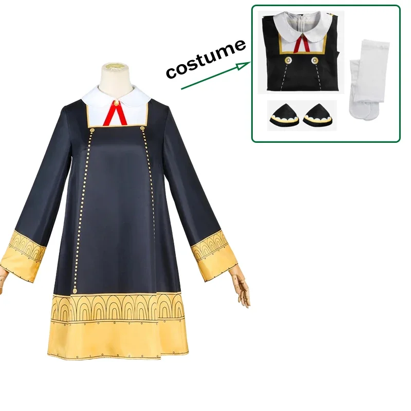 Anime Anya Forger Cosplay for Kids Anya Spy X Family Cosplay Cute Dress School Uniform Wig Halloween Costume for Kids