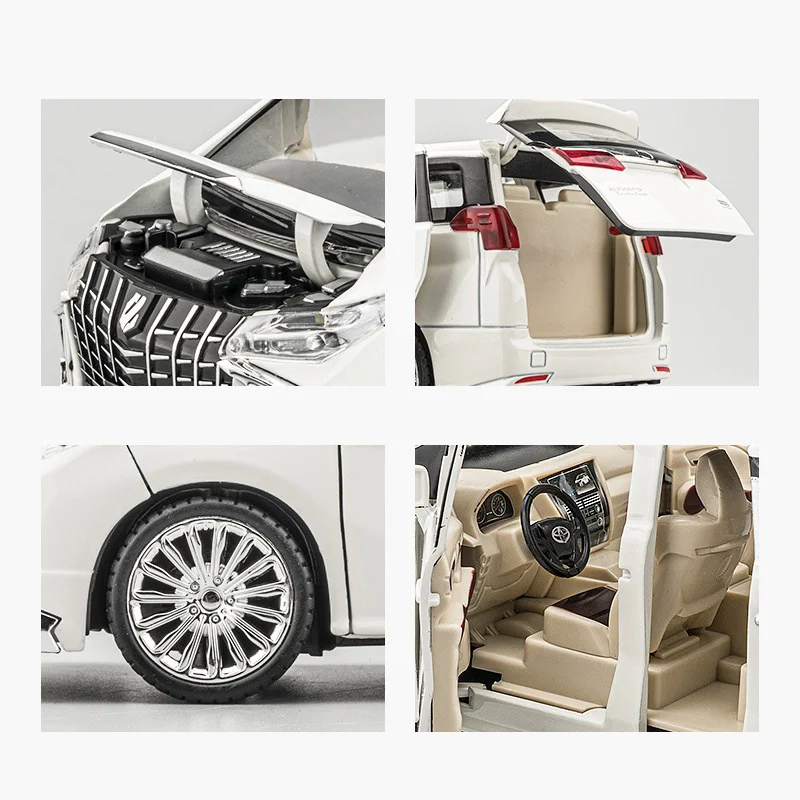 1:24 تويوتا ألارد مفتاح التحكم باب السيارة سبيكة سيارة نموذج الصوت والضوء لعبة أطفال المقتنيات هدية عيد ميلاد