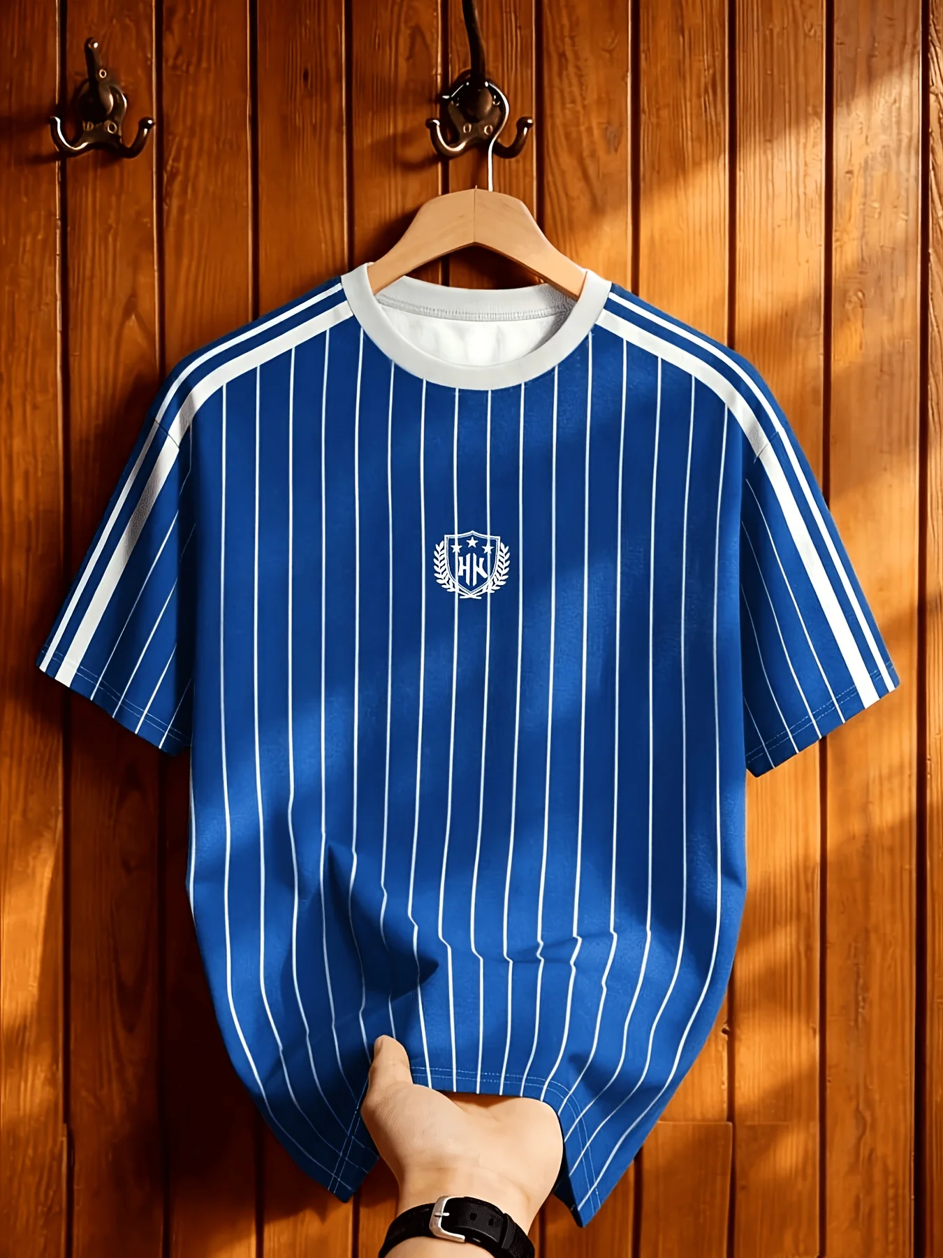 Men Vintage Striped Soccer Jersey TShirt Wine Red Short Sleeve O-Neck Casual Sports Tee Retro Football Style Top Male Streetwear