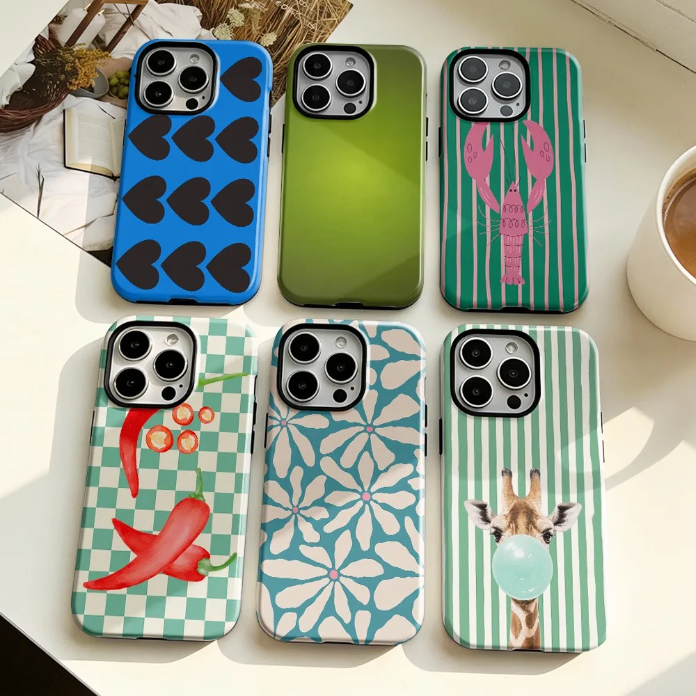 Clmj Striped Fish Phone Case for Samsung Galaxy S20 S22 S23 S24 S25 S26 FE Plus Ultra Edge 4G 5G Luxury Double-layer Back Cover