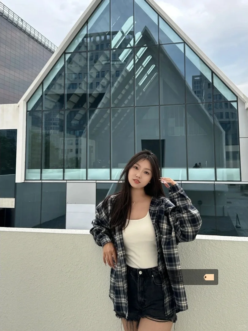 Retro Plaid Dolce Protezione solare Lungo Sve irt Capispalla Donna Autunno Nuovo Sle Sistema coreano Top Abbigliamento a strati