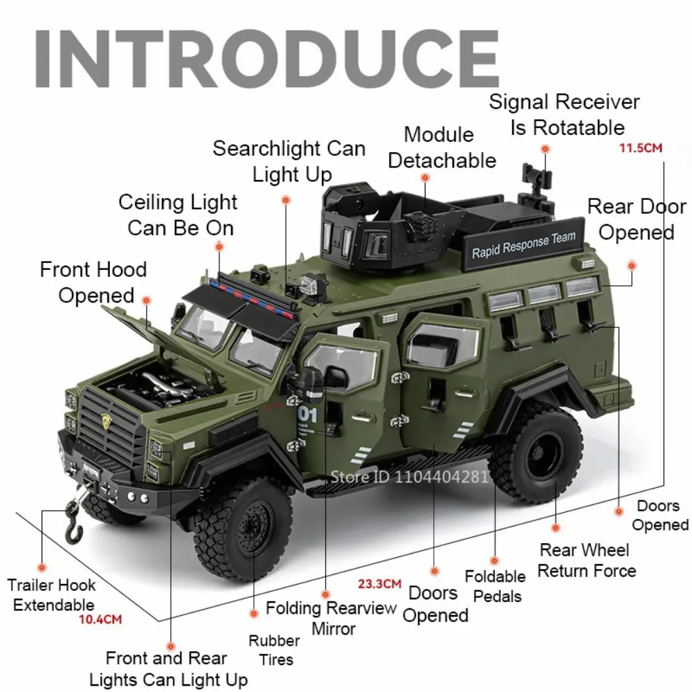 1:24 Sabertooth Alloy Model Toy Diecast Car Door Opened Sound Light Pull Back Front Wheel Steering Armored Cars Prezent urodzinowy