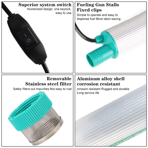 Imagen 2 del producto Bomba Sumergible de Transferencia de Combustible de Alto Rendimiento de 12V CC, 30L/min, Extractor de Agua y Aceite Diésel, Bomba de Repostaje de Automóviles de Aleación de Aluminio