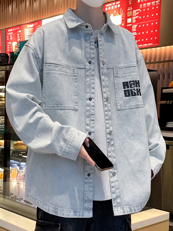 

Мужская джинсовая куртка Waed, осенне-зимняя новинка, молодежная верхняя одежда в американском стиле ретро, свободная посадка, не требующая глажки, хлопок, полиэстер...