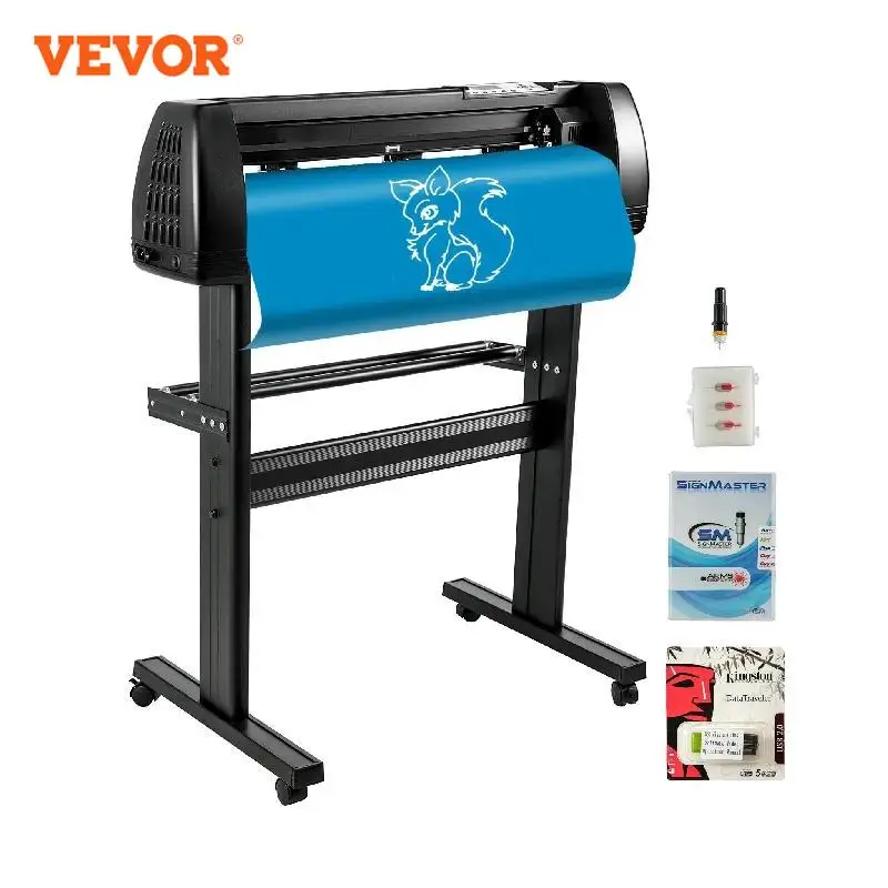 

VEVOR 28-34 Inch Vinyl Cutter Machine W/ Floor Stand Vinly Sign Cutting Plotter Starter Kits Software Adjustable Force Speed