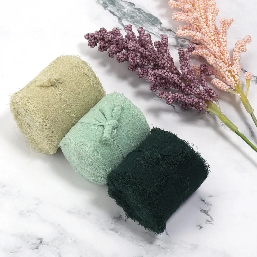 

4Pcs/Bag Frayed Edged Handmade Ribbon Colorful Chiffon Texture Chiffon Silk Ribbon 4cm Width Elegant DIY Ribbon Party Decoration