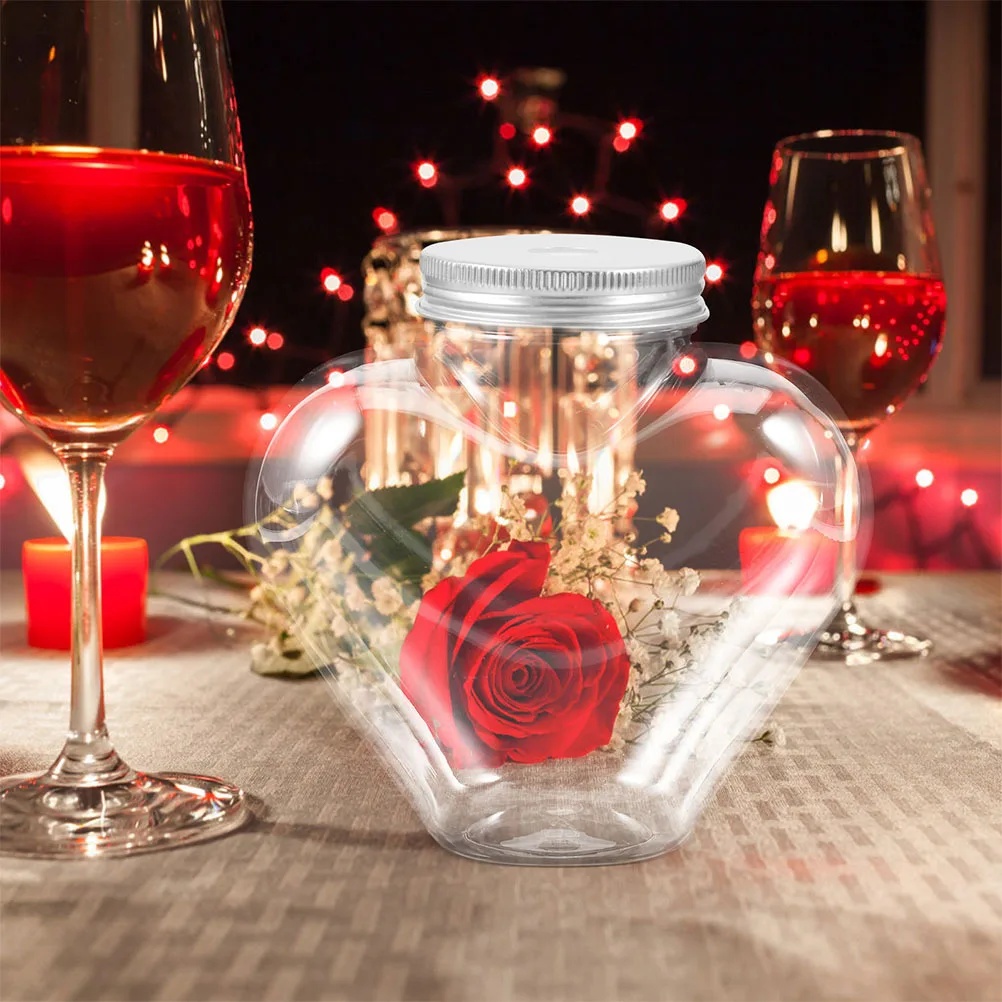 

9Pcs Heart Shaped Plastic Beverage Bottles Clear Reusable Mini Drink Containers Party Juicing Smoothies Small Refillable Water