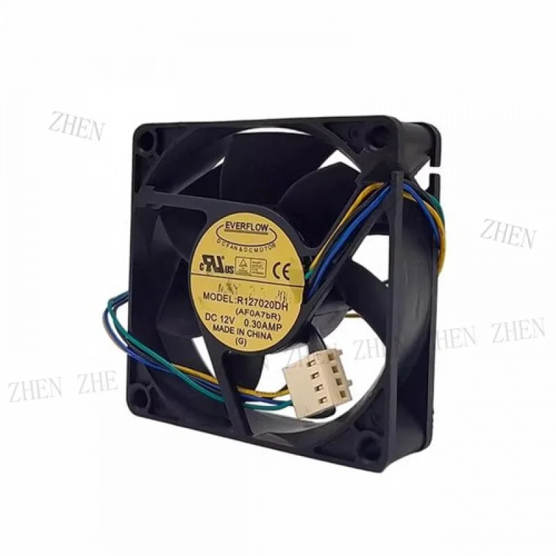 Y 1 Pc. New for  DC12V 0.30A R127020DH 7CM 7020 4-Wire Cooling Fan
