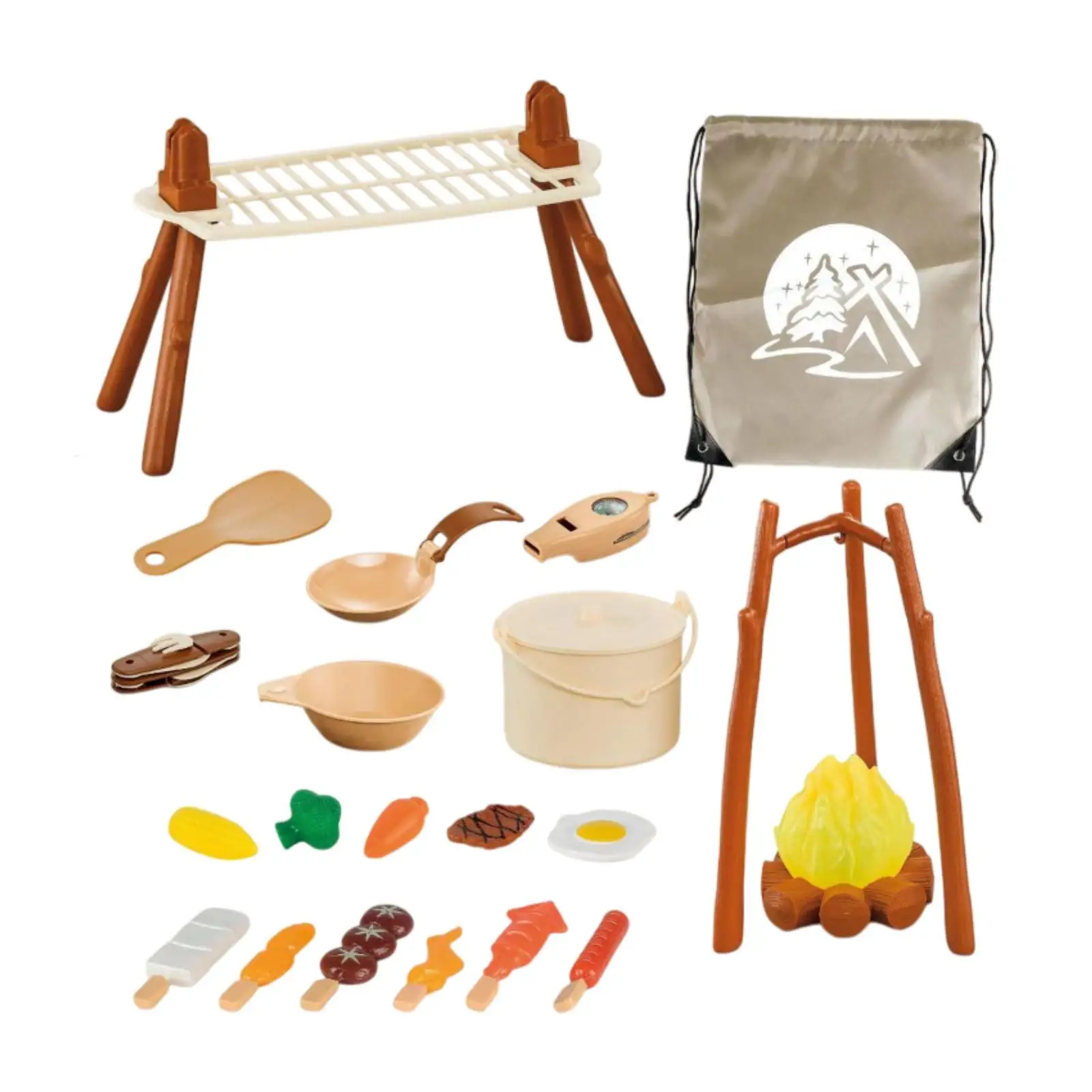 25 Pieces Kids Camping Gear Set Hiking Kitchen Toy Pretend Campfire