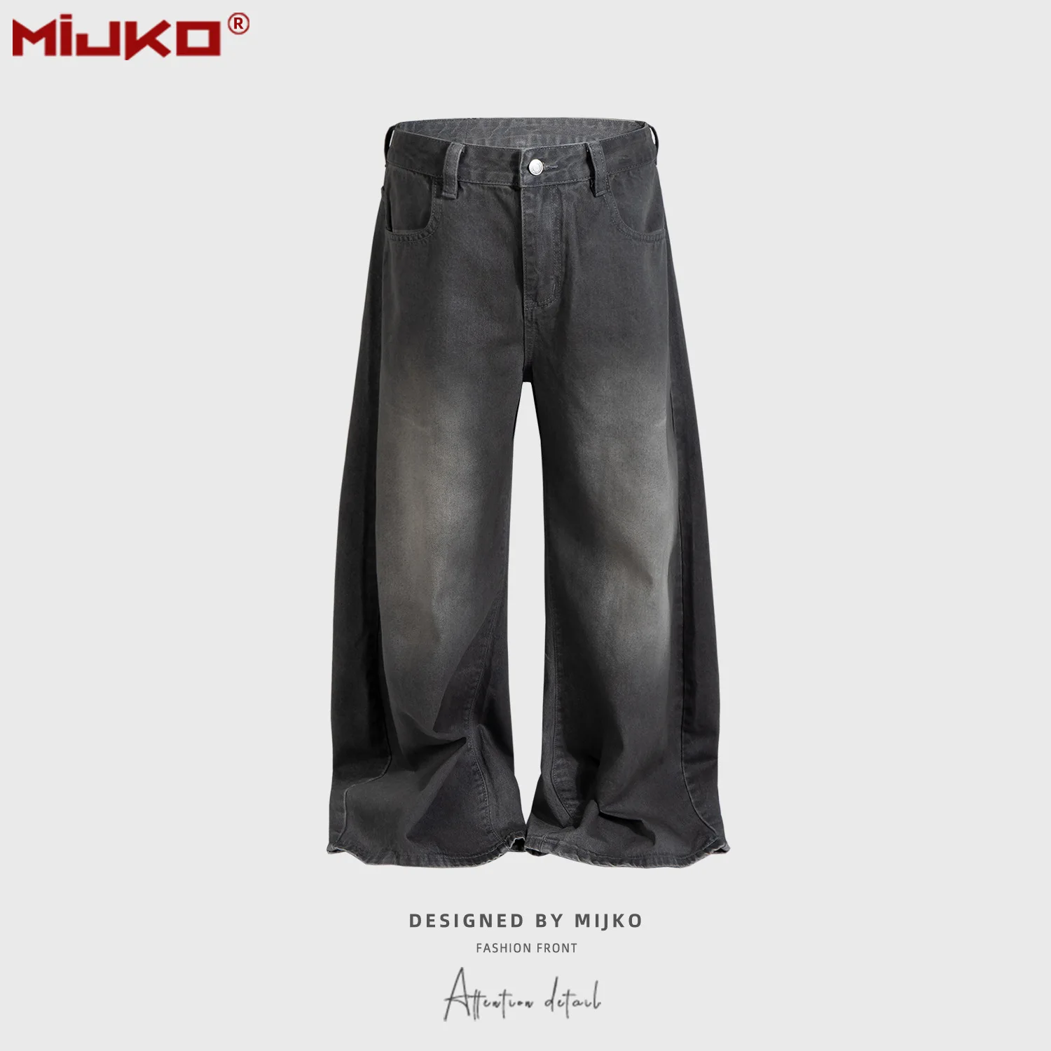 

Джинсы MIJKO винтажные, унисекс, широкие, свободного кроя, состаренные, модные, серые, деним, G6895 #