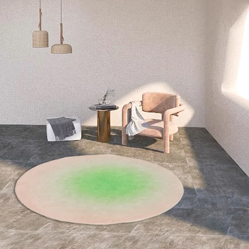Dopamine-Inspired Gradient Round Carpet – Fluffy Soft Solid Color Rug for Bedroom Living Room Decor