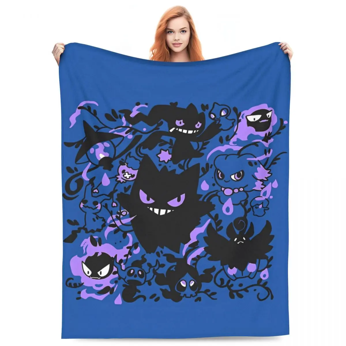 Gengar Evil   Blankets Soft Funny Plush Throw Blanket For Living Room Decorative Flannel Bedspread Bed Cover