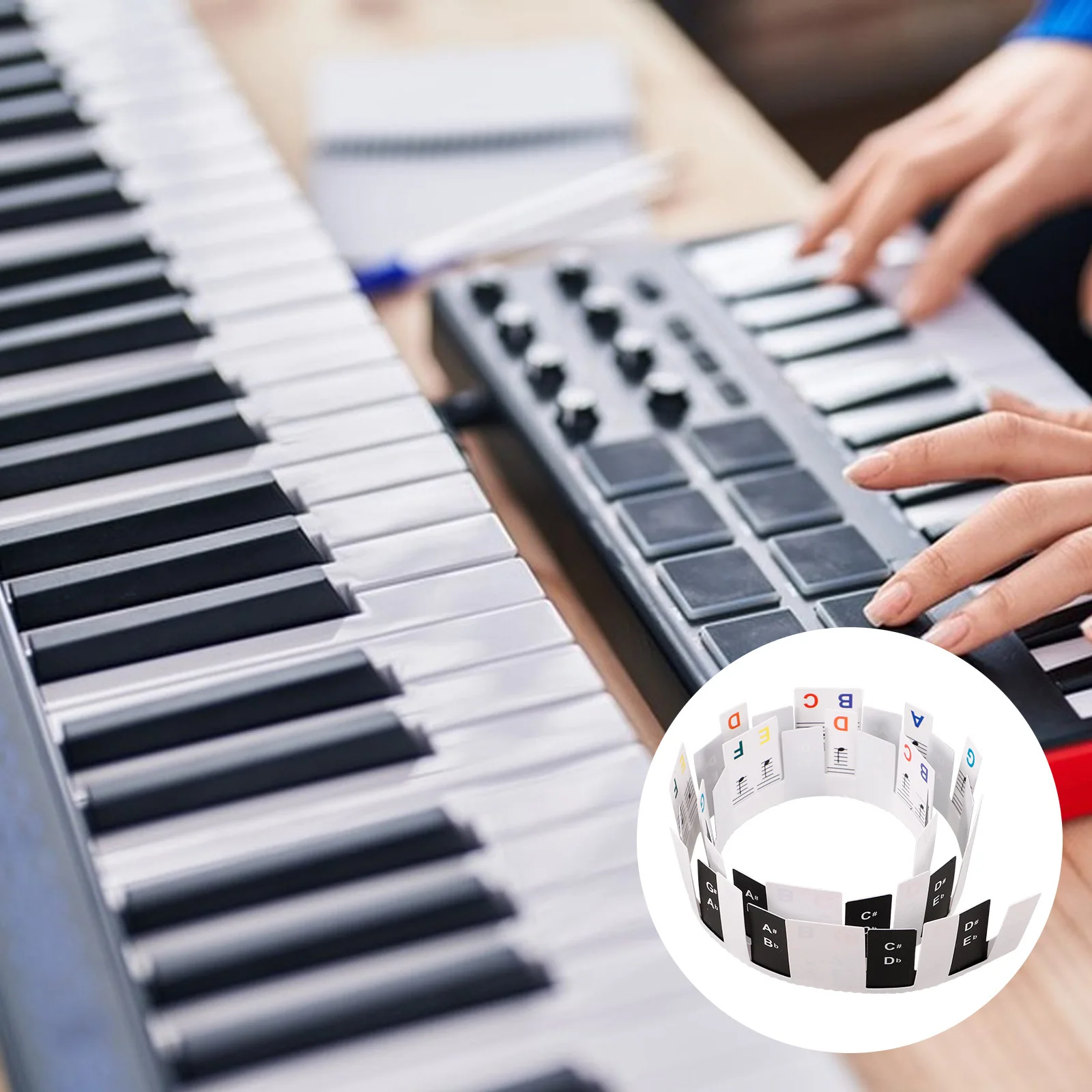 

2pcs Piano Key Stickers Pvc Removable For 88-Key Keyboard Learning Beginners Kids Colorful Note Labels Stickers Accessories