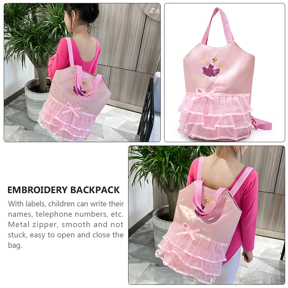 1 قطعة حقيبة الظهر الباليه الوردي التطريز حقيبة الرقص الجميلة قابل للتعديل الكتف الأشرطة تنوعا حقيبة يد محمولة لراقصة الباليه